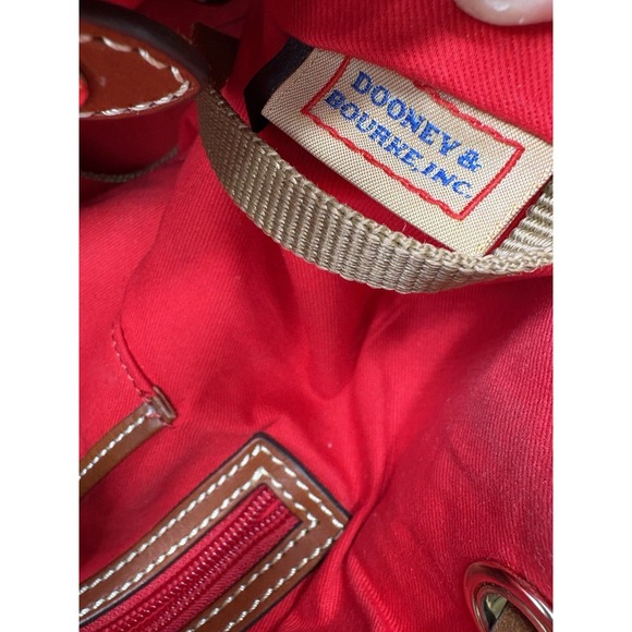 Dooney & Bourke Suede Drawstring Bucket Bag Orange Rust Tassel Leather Vintage - Picture 10 of 14